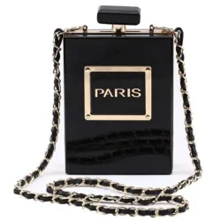 Perfume bottle shaped small shoulder bag with chain