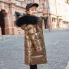 Long - warm winter jacket with fur hood - for girls