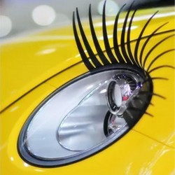 2PCS 3D Charming Black False Eyelashes Fake Eye Lash Sticker Car Headlight Decoration Funny Decal FoStyling parts