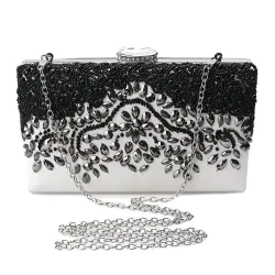 Crystal rhinestone purse - rectangle - black - ladies