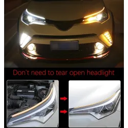 Dual colour led strip light - 2pcs - white & yellow - car
