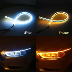 Dual colour led strip light - 2pcs - white & yellow - car