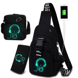 Luminous chest / shoulder bag - backpack - USB charging port
