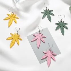 Hemp Leaves - Dangle Earrings - Geometric Drop Earrings