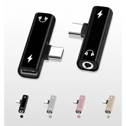 2 In 1 - Type C - 3.5mm Jack - Earphone Charging Converter USB - Type C Phones