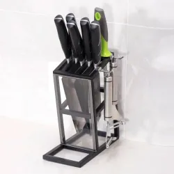 Knives holder stand - 6 holes - stainless steel kitchen storage rack