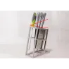 Knives holder stand - 6 holes - stainless steel kitchen storage rack