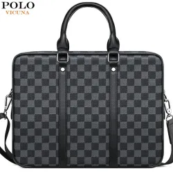 Classic business bag - plaid leather - briefcase