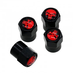 White/red skull - valve caps - 4 pieces