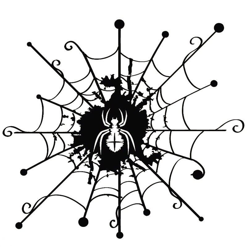 Cartoon web with a spider - car stickerStickers