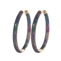 Rainbow hoop earrings - cubic zirconia