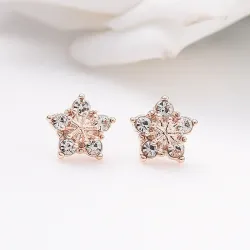 Crystal snowflakes - rose gold earrings