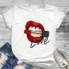 Red lips - bullet - Love - printed T-shirt