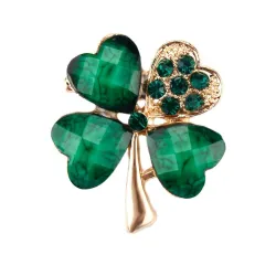 Four leaf clover - crystal brooch