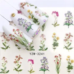 Nail art klistermærker - vandoverførsel - blomster - fe - øjne - blonder