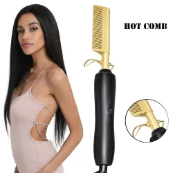 All in 1 - hair straightener / curler / comb - with temperature control - tourmaline ceramic