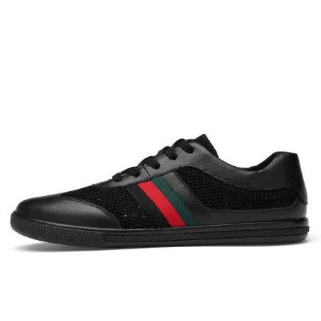 Fashionable sports sneakers - genuine leather - lightweight - with breathable mesh