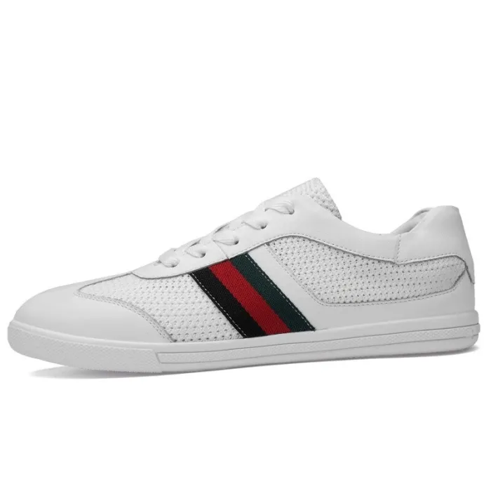 Fashionable sports sneakers - genuine leather - lightweight - with breathable mesh