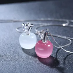 Apple shaped pendant - necklace - 925 sterling silver