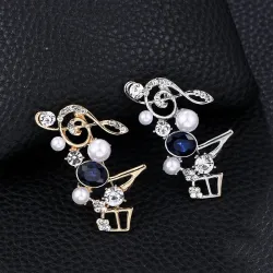 Crystal musical notes - elegant brooch