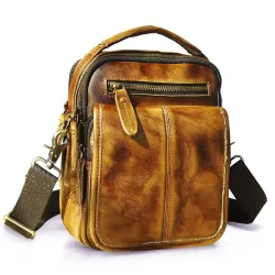 Leather shoulder / crossbody bag - with zippers / pockets