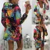 Jacket with hood - bomber - windbreaker - with pockets / zipper - colourful print
