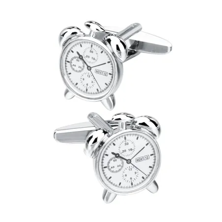 Alarm clock shaped cufflinks - stainless steel