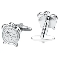 Alarm clock shaped cufflinks - stainless steel