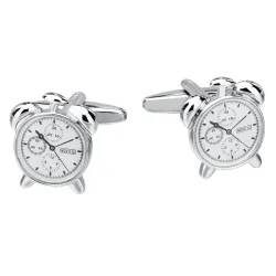 Alarm clock shaped cufflinks - stainless steel