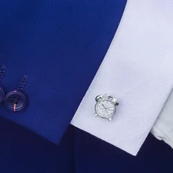 Alarm clock shaped cufflinks - stainless steel