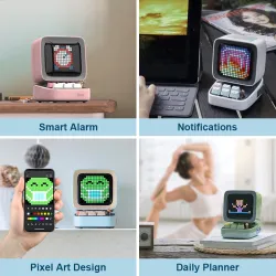 Retro Bluetooth speaker - pixel art - alarm clock - LED display - gaming board - DJ mixer