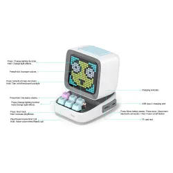 Retro Bluetooth speaker - pixel art - alarm clock - LED display - gaming board - DJ mixer