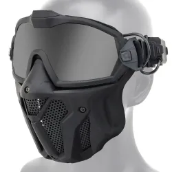 Tactical full face mask - with lenses / anti-fog fan - adjustable strap - airsoft - motocross / paintball
