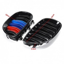 Front kidney grill - gloss black M-color - for 2003-2010 BMW E60 E61 5 seriesGrilles