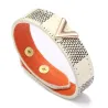 Fashionable leather bracelet - with V letter / charms - unisex