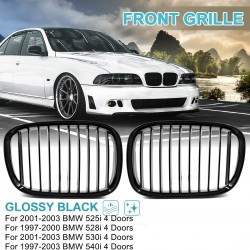 Front kidney grill - dual slat - gloss black - for BMW cars / 5 Series - 2 piecesGrilles