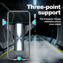 Gravity phone holder - for car air vent - 3 point support - with safety lock