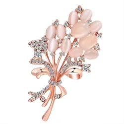 Vintage opal flower - crystal brooch