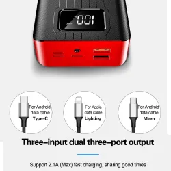 Portable power bank - external battery - charger - 2 USB - LED - 30000mAh