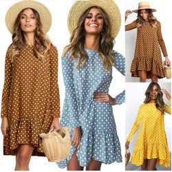 Autumn polka dot dress - with long sleeves
