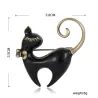 Enamel black and white cat - retro brooch