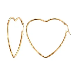 Elegant gold earrings - heart / hoops shaped