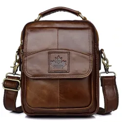 Luxurious crossbody bag - with zippers - genuine leather
