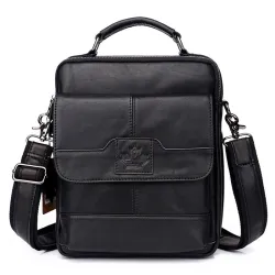 Elegant shoulder bag - with zippers - genuine leather
