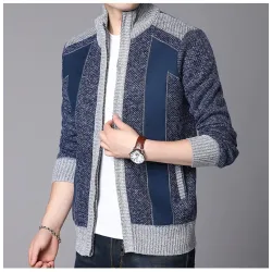 Thick warm sweater - short jacket with zipper - cashmere / wool / fleeceJackets