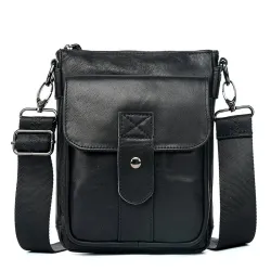 Crossbody/skuldertaske i ægte okselæder - med lynlåse