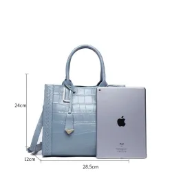 Elegant shoulder bag - genuine leather - stone pattern