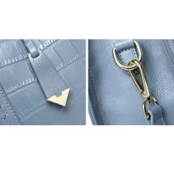 Elegant shoulder bag - genuine leather - stone pattern