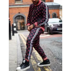 Fashionable sports tracksuit - sweatshirt with a zipper / long pants - slim fit - 3D printing