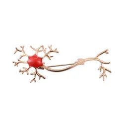 Medical neuron gene - with red stone - brooch